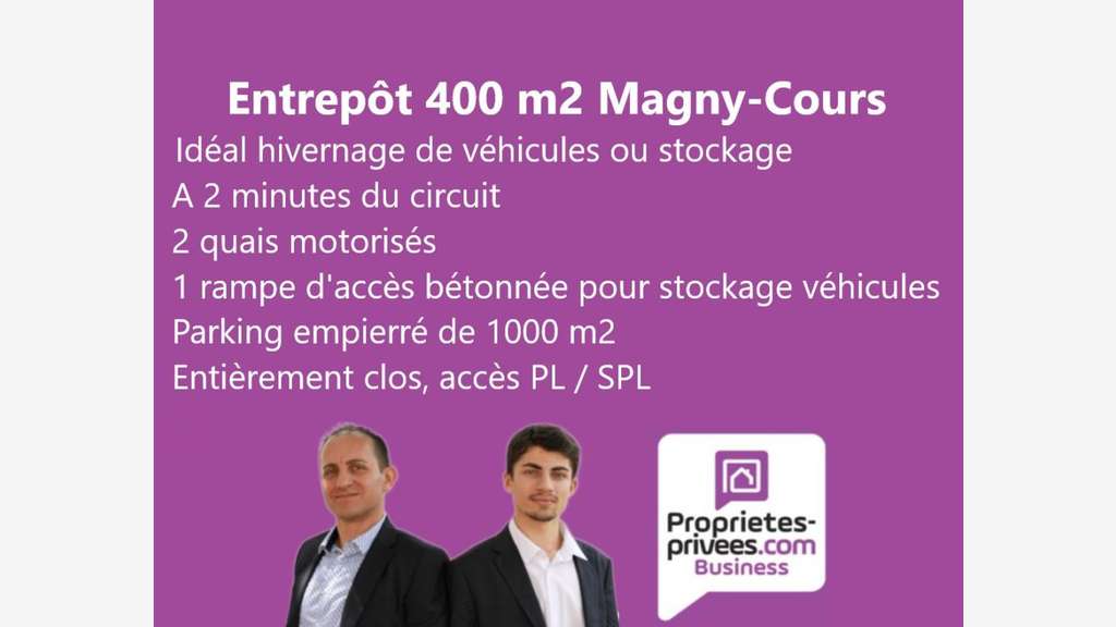 A louer entrepôt 400m² avec 2 quais PL Magny-Cours