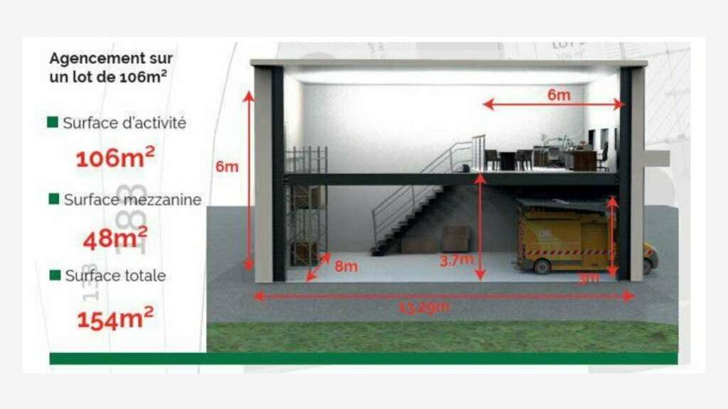 A louer local d'activité neuf 154m² à Mions