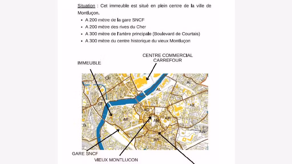 Location locaux 3400m² plein centre de Montluçon 