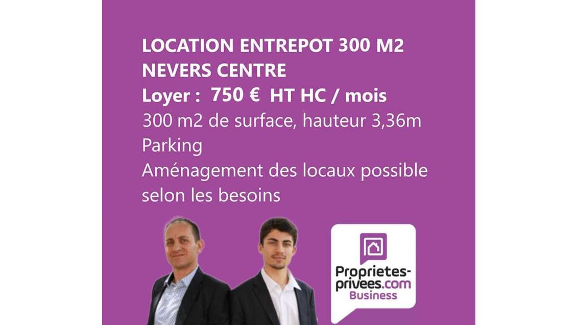 A louer entrepôt de 300m² au centre de Nevers