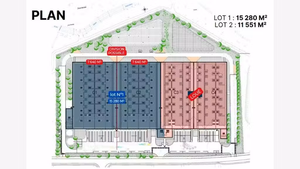 A louer cellule logistique 15280m² Pléchâtel RN137