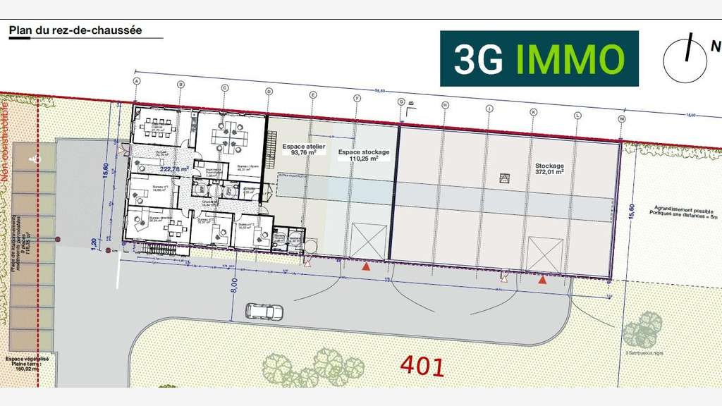 Location local neuf 372m² voie express à Plouédern