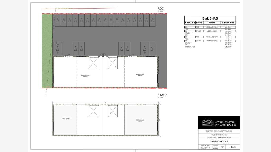 A louer bâtiment neuf à réaliser 730m² à Plouédern
