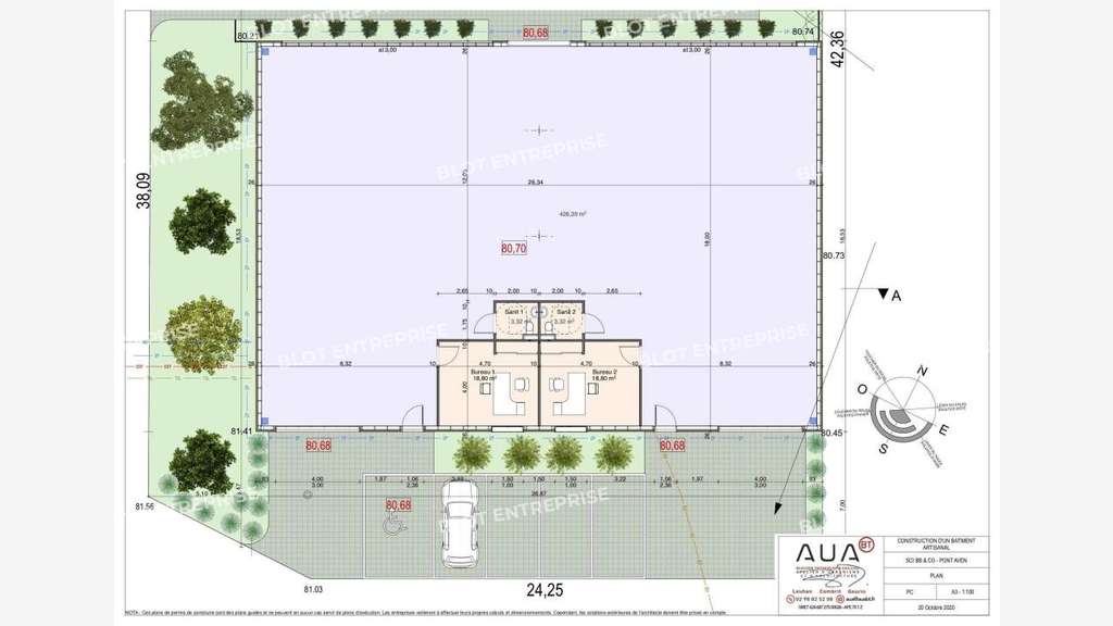 A louer locaux 285m² zone Cleun Nizon à Pont-Aven