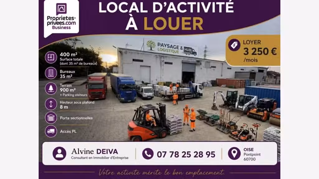A louer local d'activité 380m² à Pontpoint ZI Moru