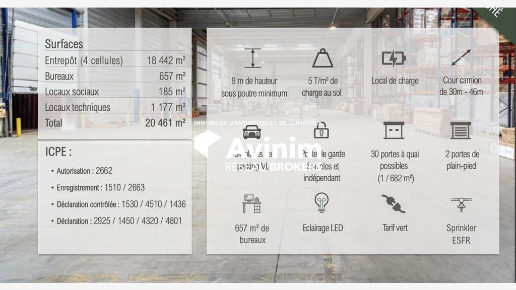 Entrepôt Logistique Classe A à louer à Salon