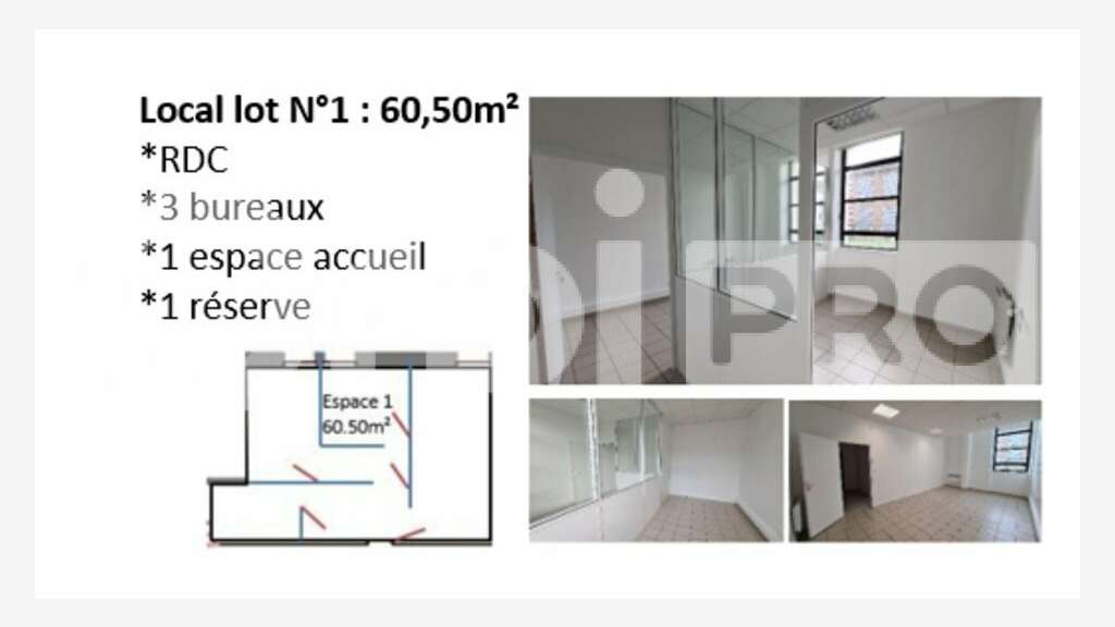 Bureau de 36 à 102m² à louer dans le 02