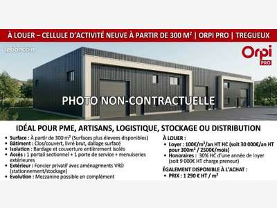 A LOUER - LOCAL D'ACTIVITE NEUVE 300m² - TREGUEUX