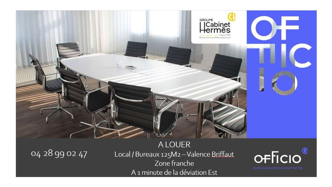 A louer bureaux 125m² ZAC Briffaut Est à Valence