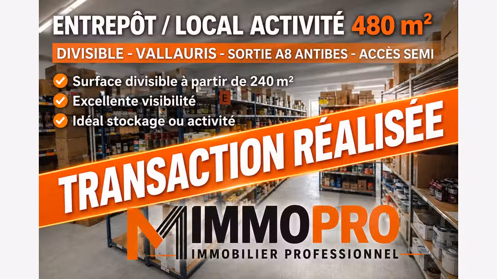 Location local d'activité bureaux 480m² Vallauris