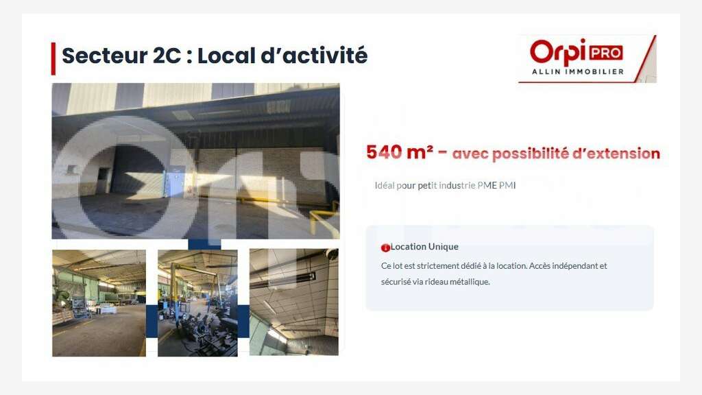 A louer locaux professionnels de 540m² à Vaux