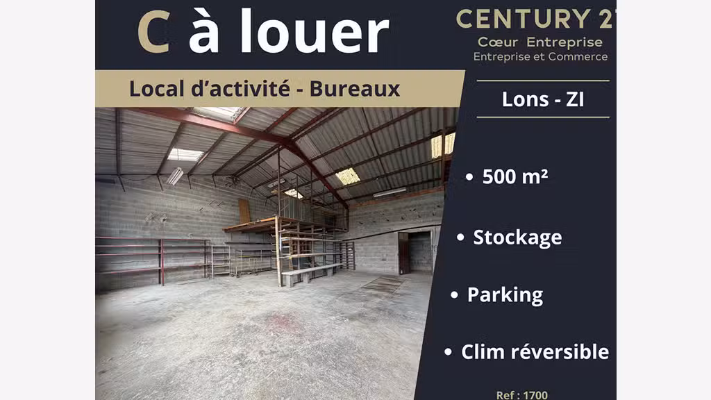 A louer local d'activité 500m² à Lons Le Saunier