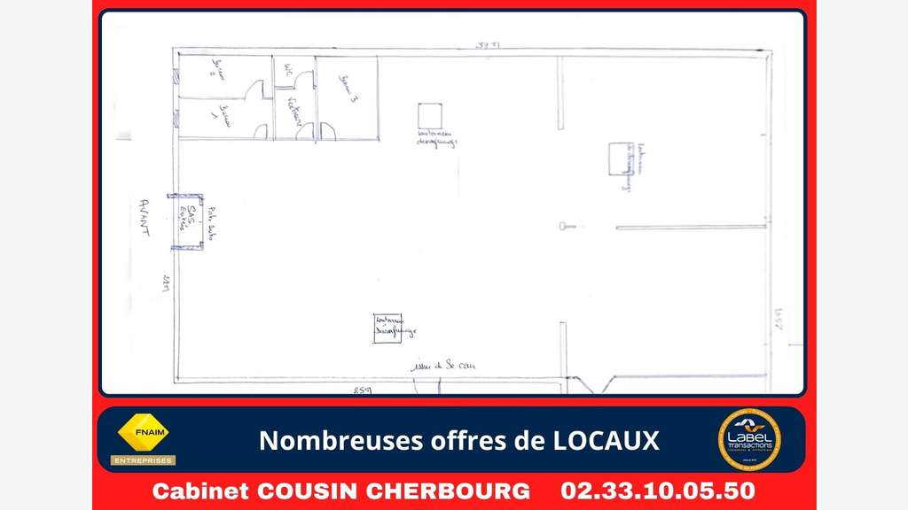 A louer local commercial de 950m² Portbail centre