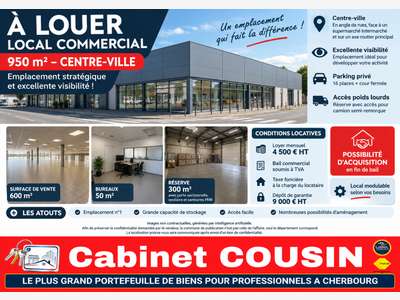 A louer local commercial de 950m² Portbail centre