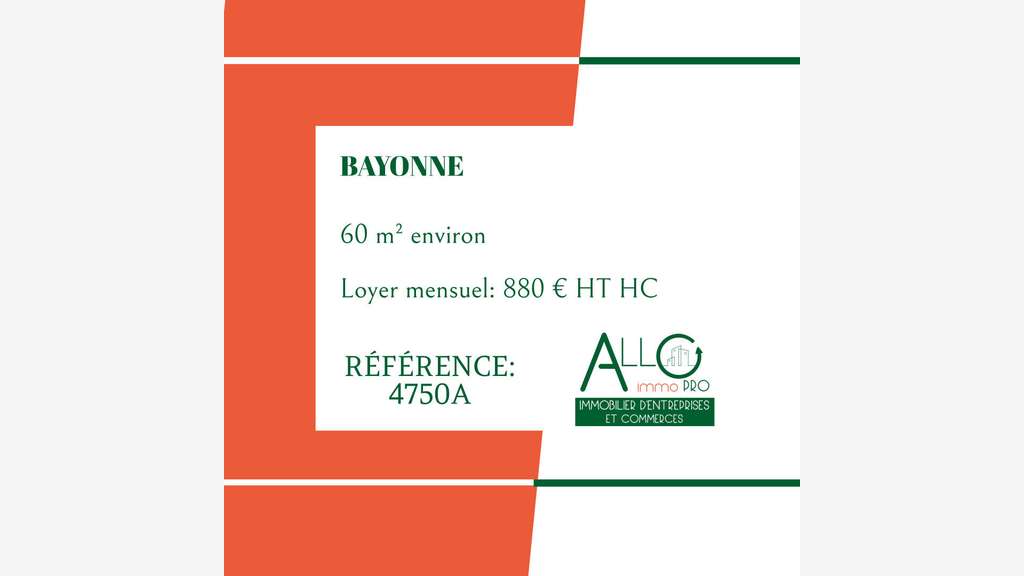 Local commercial 63m² RDC Rue Garanx à Bayonne