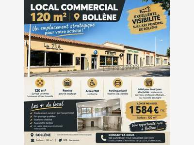Local commercial 120m² à louer à Bollène