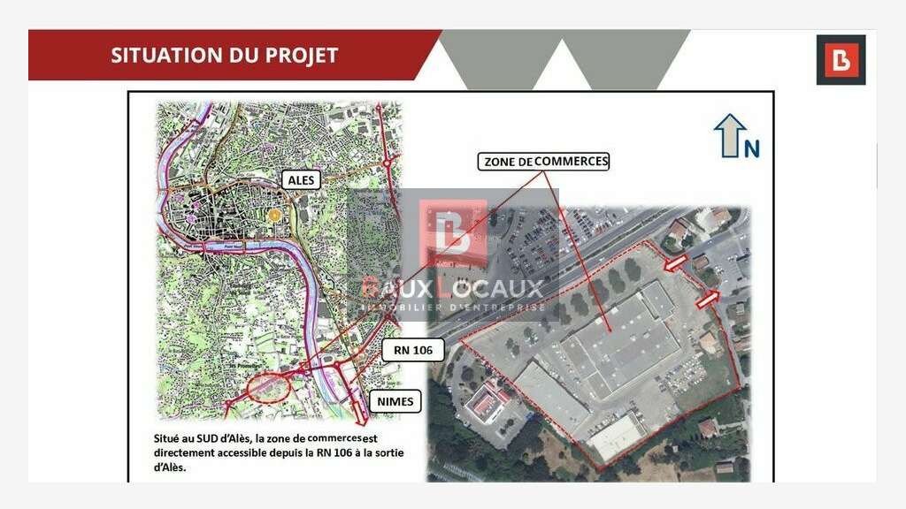 A louer local 1770m² en retail park sur Alès Sud
