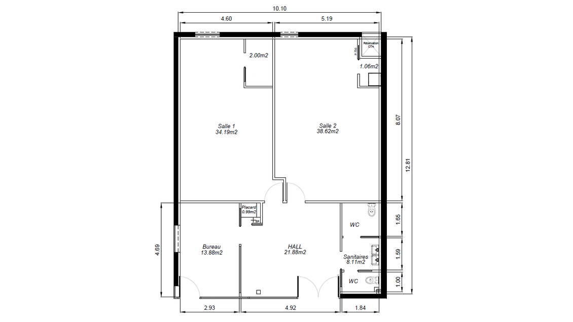 Local commercial 120m² à louer bel empl à Angers