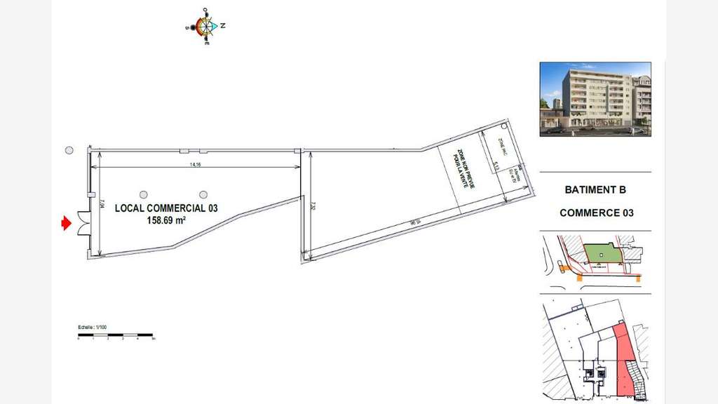 A louer local commercial de 158m² en RDC Annemasse