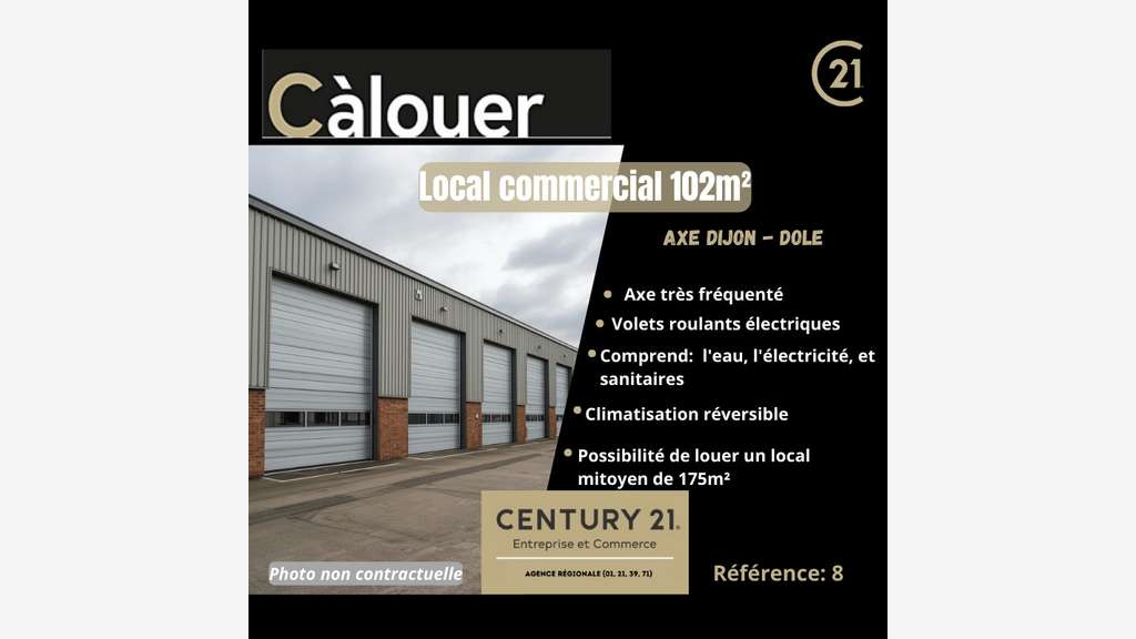 A louer local commercial de 102m² axe Dole-Dijon