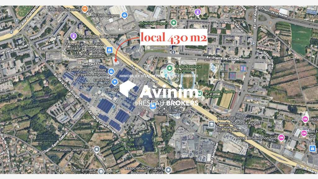 A louer local commercial 430m² empl N°1 Avignon
