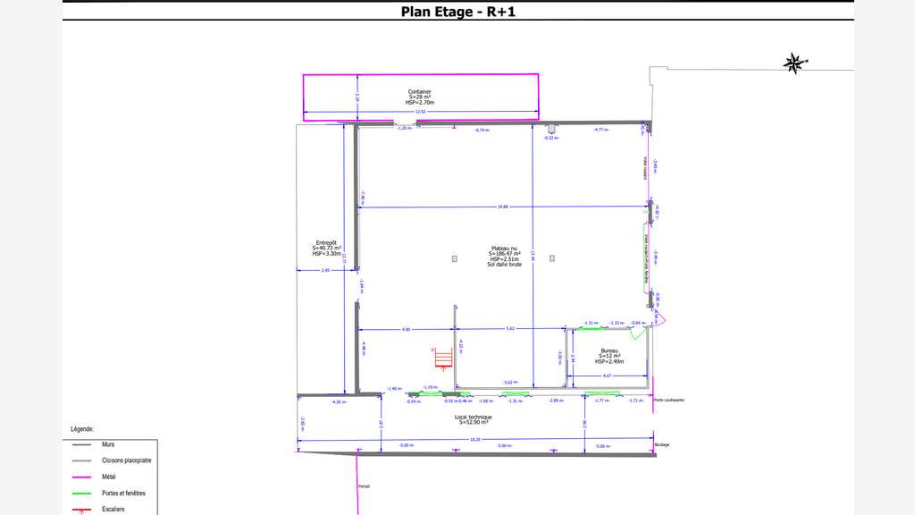 A louer entrepôt 500m² à Jarry Rue de l'Industrie