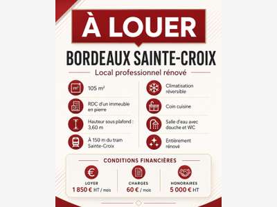 À louer local refait à neuf 103m² à Bordeaux