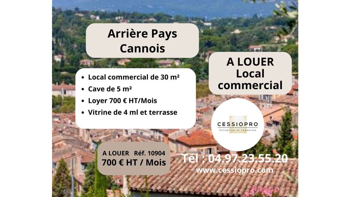 A louer local 30m² + cave empl premium à Cabris