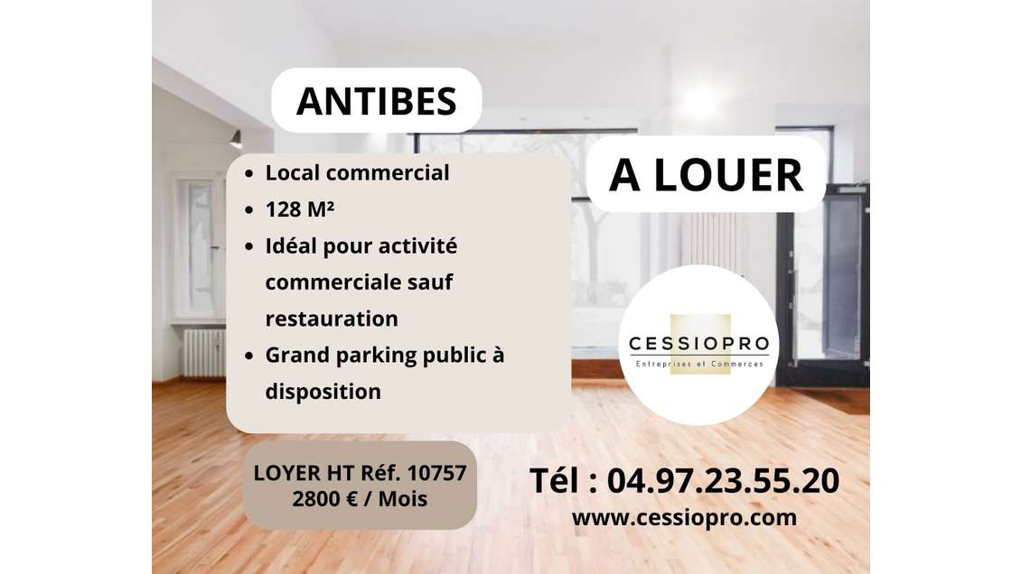 A louer local commercial 128m² à Antibes empl N°1