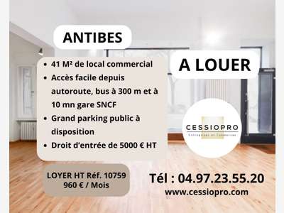 Location local commercial lumineux 41m² à Antibes