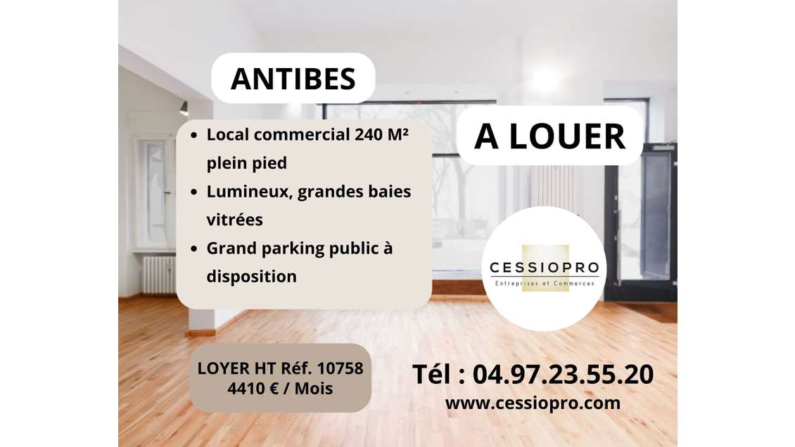A louer local 240m² empl stratégique à Antibes