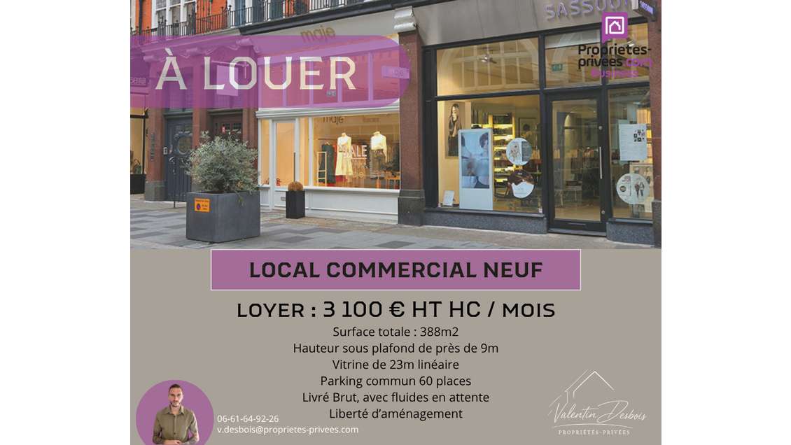 A louer local commercial 388m² neuf ZI Carcassonne