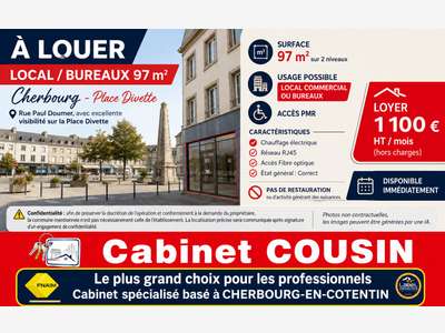 A louer pas de porte 35m² Cherbourg Passage Digard