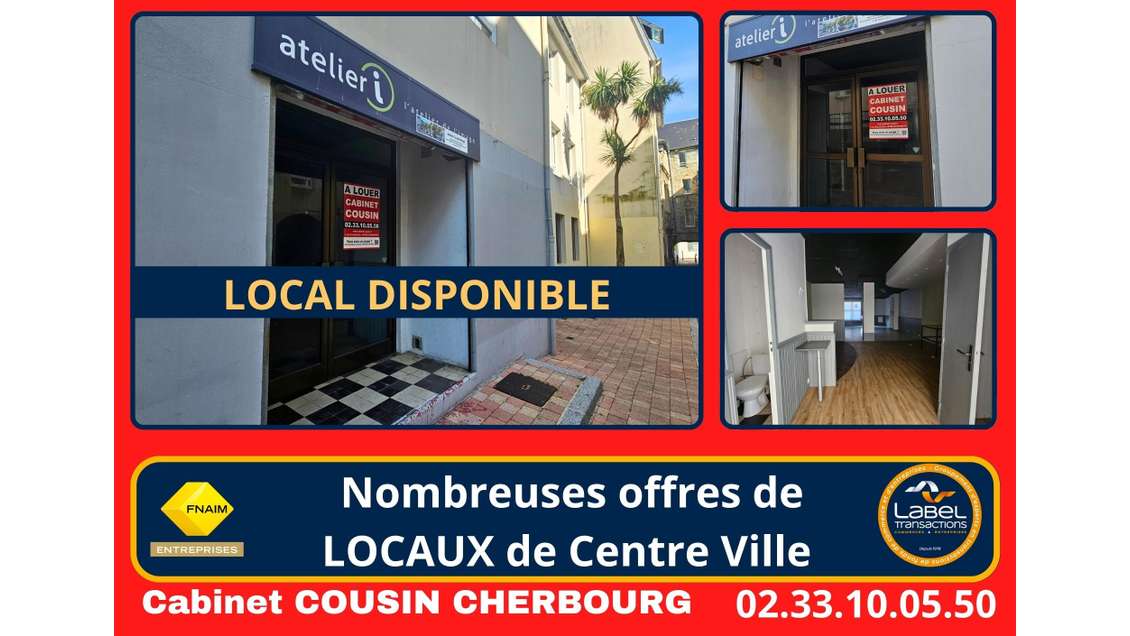 A louer pas de porte 35m² Cherbourg Passage Digard