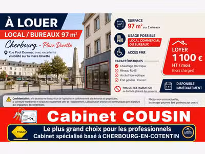 A louer pas de porte 35m² Cherbourg Passage Digard