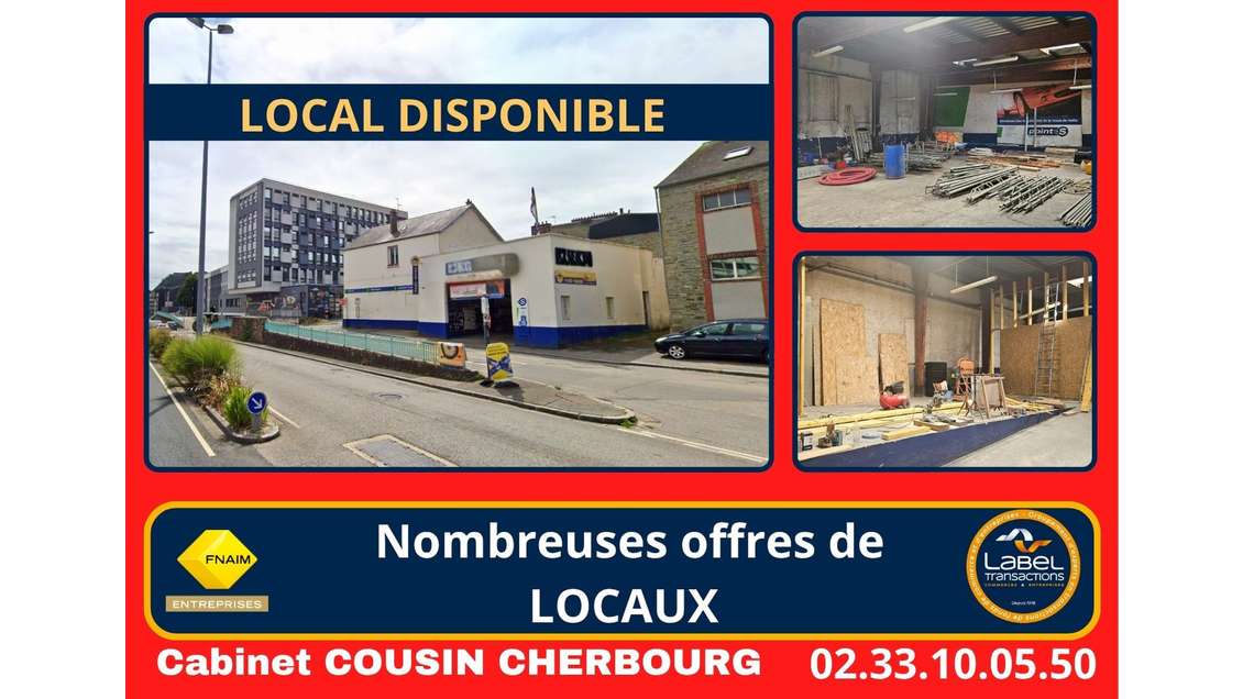A louer local 170m² à Cherbourg Bd Mendès France
