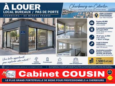 A louer pas de porte 97m² à Cherbourg Rue Gambetta