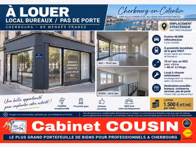 A louer pas de porte 97m² à Cherbourg Rue Gambetta