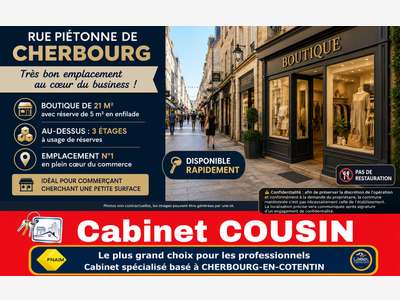 A louer pas de porte 21m² à Cherbourg rue piétonne