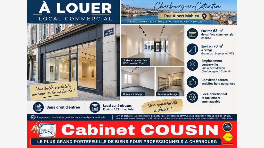 Pas de porte 133m² rue Albert Mahieu Cherbourg