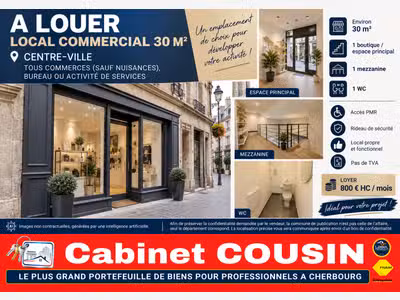 A louer pas de porte local 30m² à Cherbourg