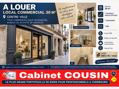 A louer pas de porte local 30m² à Cherbourg