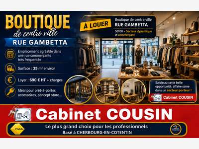 A louer pas de porte 30m² à Cherbourg rue Gambetta