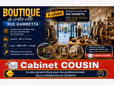 A louer pas de porte 30m² à Cherbourg rue Gambetta