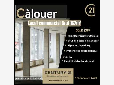 A louer local commercial brut de 167m² à Dole