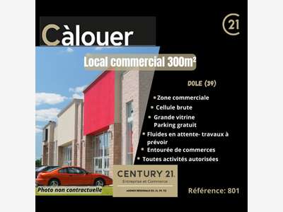 A louer cellule commerciale 300m² en ZAC à Dole