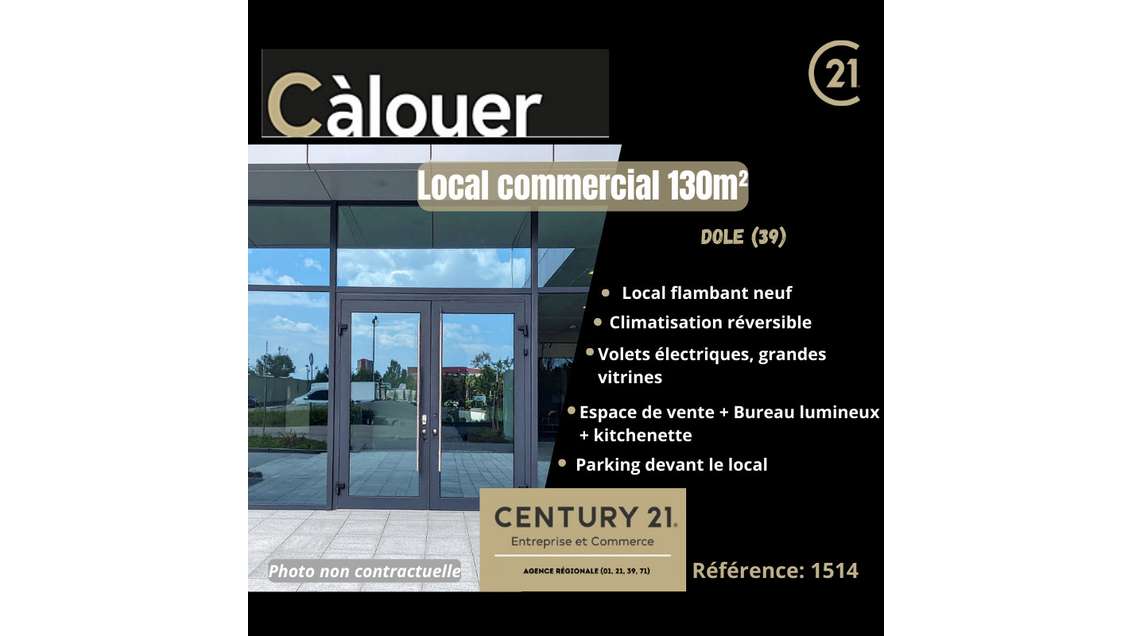 A louer local commercial 130m² neuf sur Dole