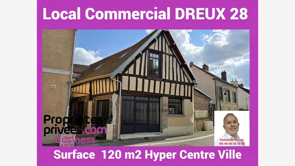 Loue local commercial de 120m² accès PMR à Dreux