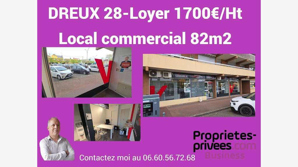 A louer local commercial 82m² à Dreux centre