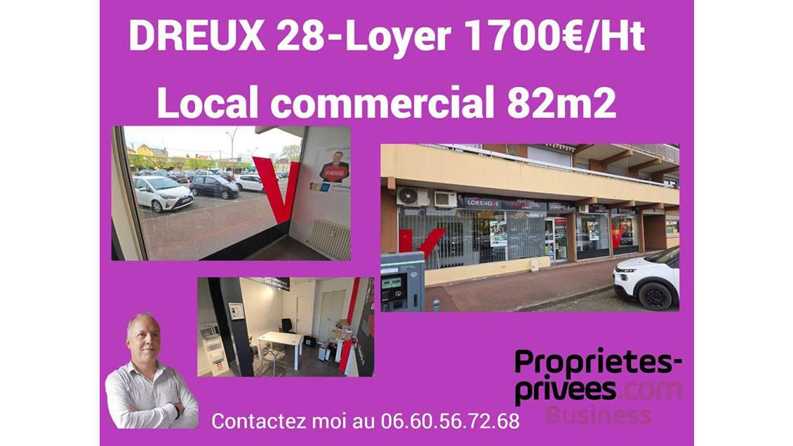 A louer local commercial 82m² à Dreux centre